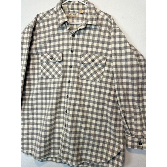 Vtg L.L. Bean Men's Chamois Plaid Flannel Hunting Shirt Sz Tall 18 Made USA FLAW - Picture 4 of 10